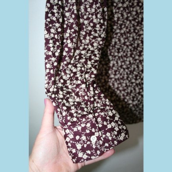 Zara Slim Fit Daisy Floral Print Berry & Off White Button Down Shirt - Picture 5 of 9